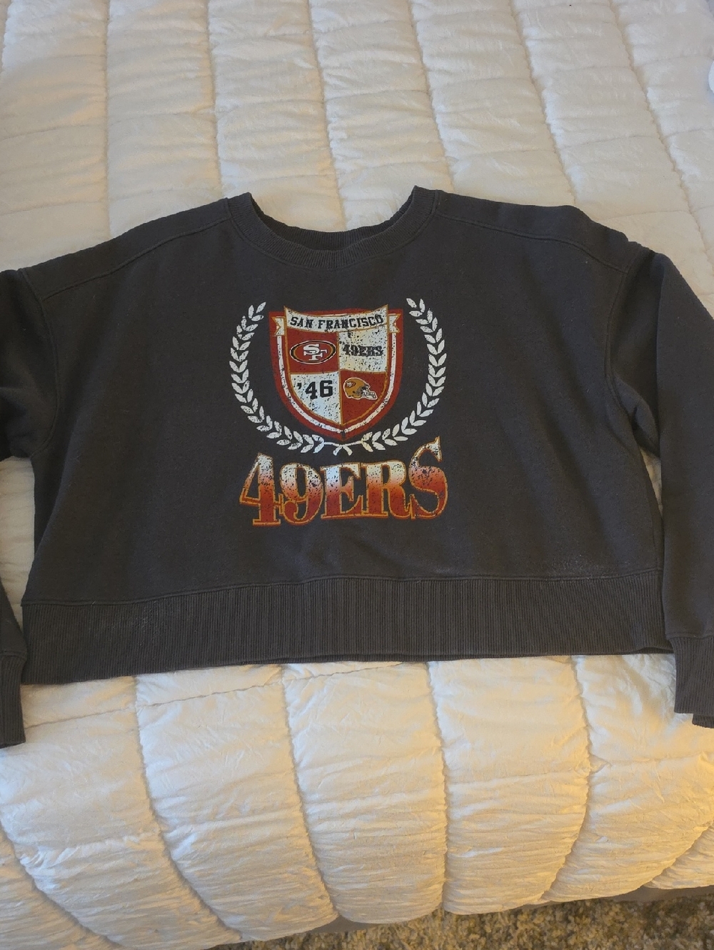 San Francisco 49ers Dark Gray Cropped Crewneck Sweatshirt